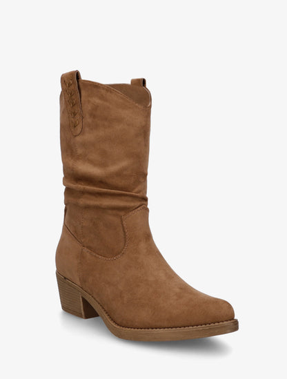Bottines en suédine à bouts ronds - Camel - 2