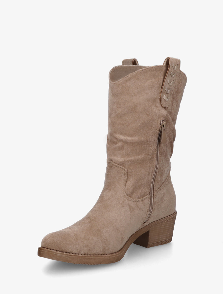 Bottines en suédine à bouts ronds - Taupe - 3