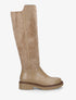 Bottes fourrées en suédine et simili - Taupe - 1