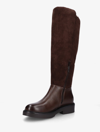 Bottes fourrées en suédine et simili - Marron - 3