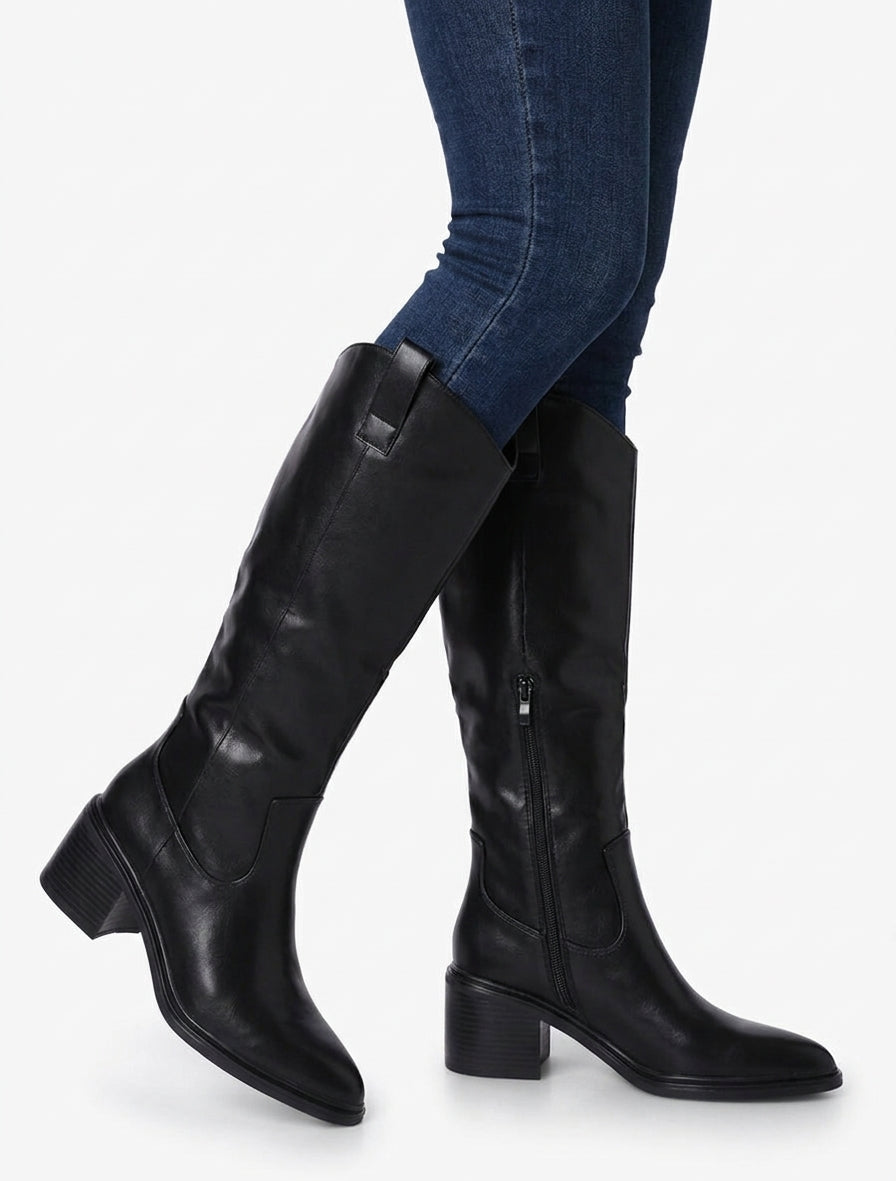 Bottes en simili à bouts pointus - Noir