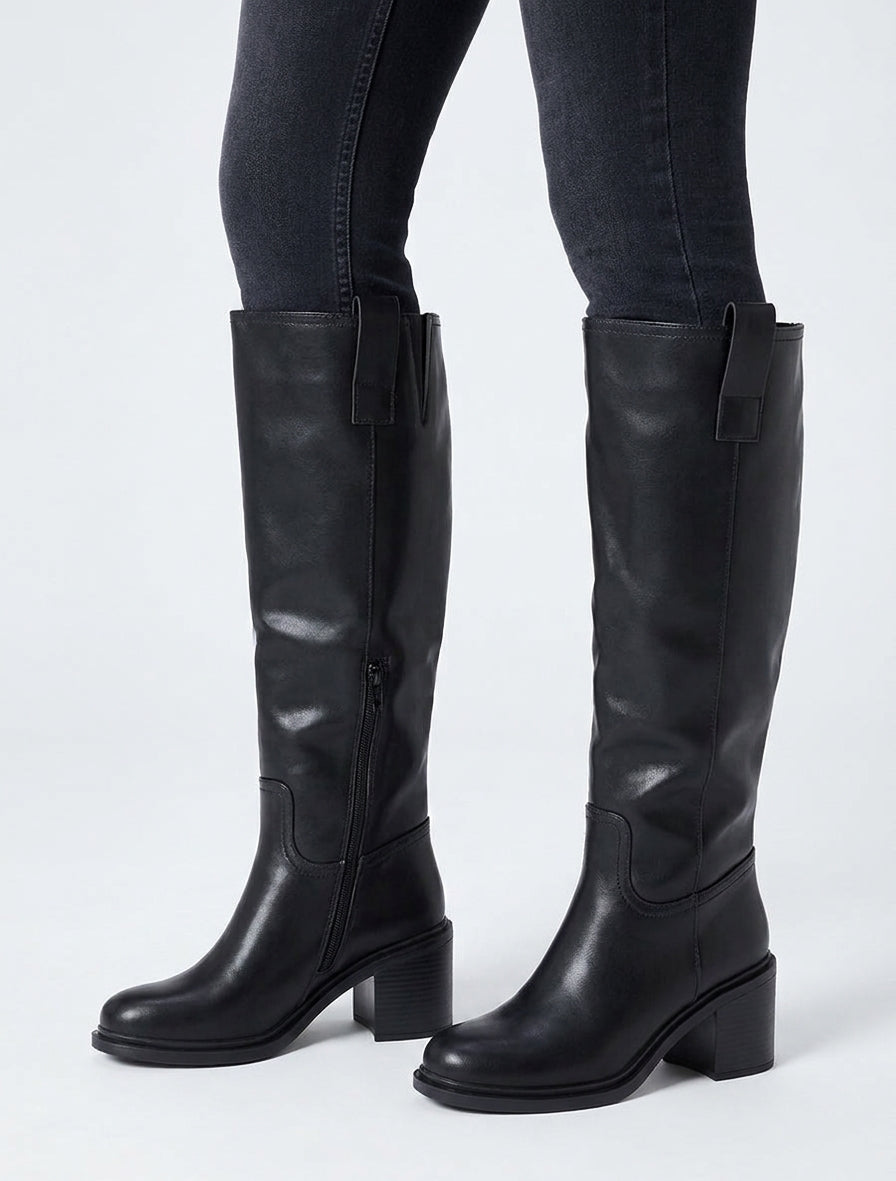 Bottes en simili à talon - Noir