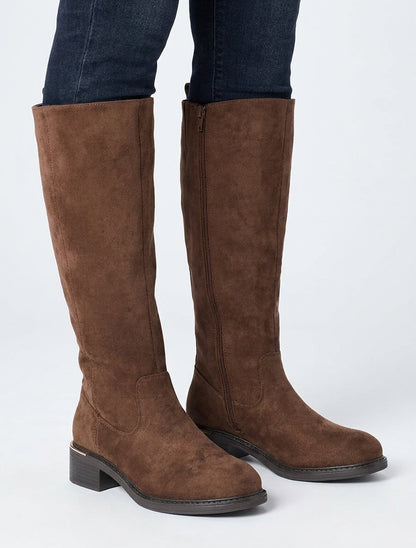 Bottes cavalières en suédine - Marron