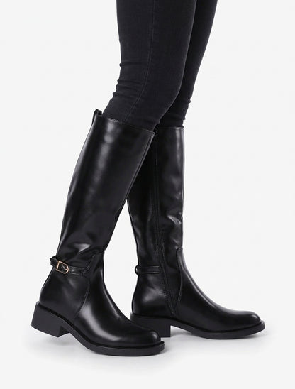 Bottes cavalières à boucle décorative - Noir