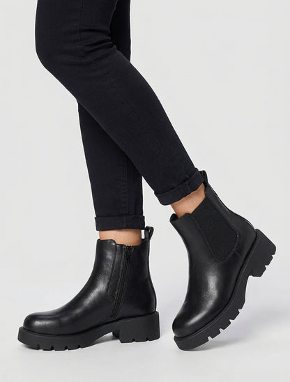 Bottines élastiquées à semelle crantée - Noir