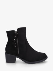 Bottines en suédine à talon - Noir - 1