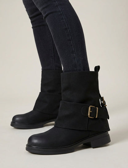 Bottines fourreau à sangle - Noir