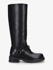 Bottes en simili à harnet et boucle décoratifs - Noir - 1