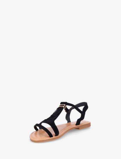 Nu-pieds à franges à empiècement métal - Noir - 4