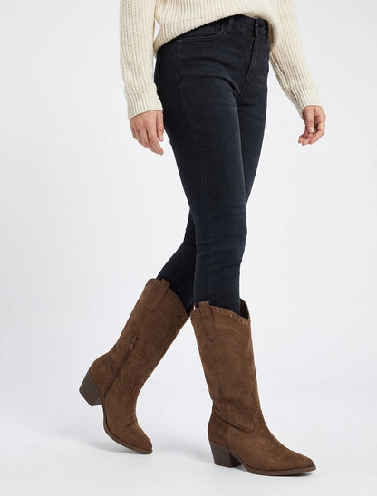 Santiags en suédine à sûrpiqures - Marron