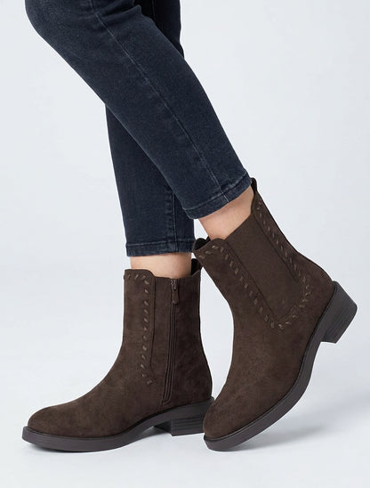 Bottines style chelsea en suédine - Chocolat