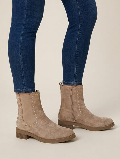 Bottines style chelsea en suédine - Taupe
