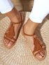 Nu-pieds à franges à empiècement métal - Camel - 1