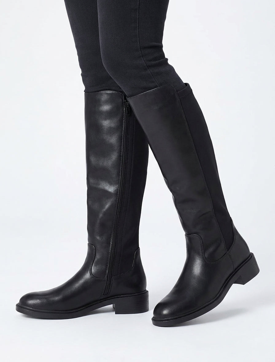 Bottes bimatière unies - Noir
