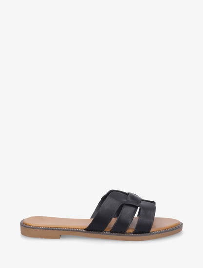 Mules croisées en simili - Noir - 5