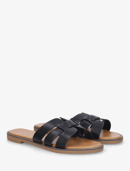 Mules croisées en simili - Noir - 4