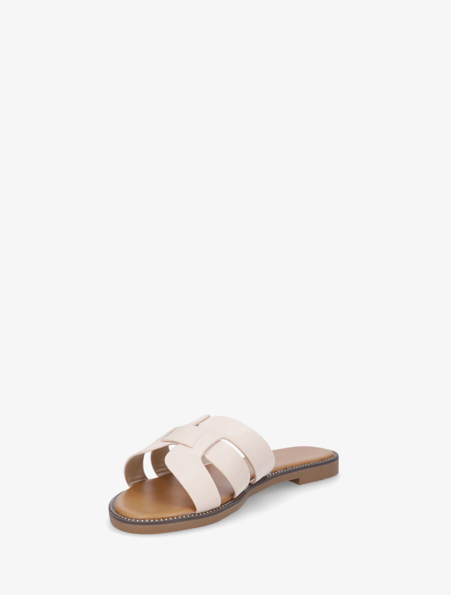 Mules croisées en simili - Beige - 3