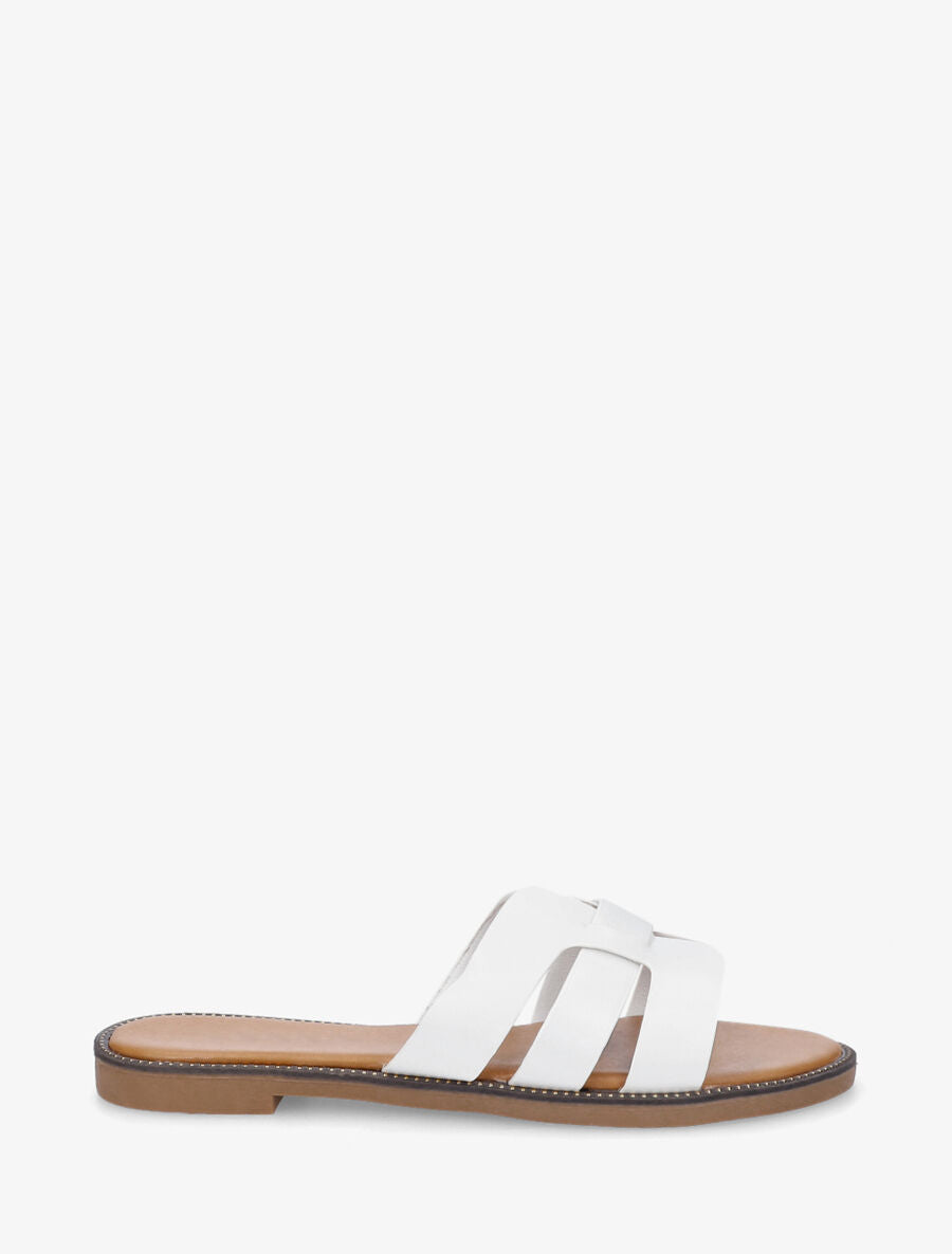 Mules croisées en simili - Blanc - 5