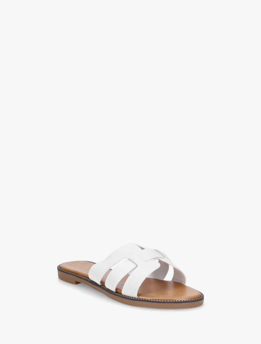 Mules croisées en simili - Blanc - 2