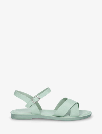 Nu-pieds croisés en simili - Vert d&