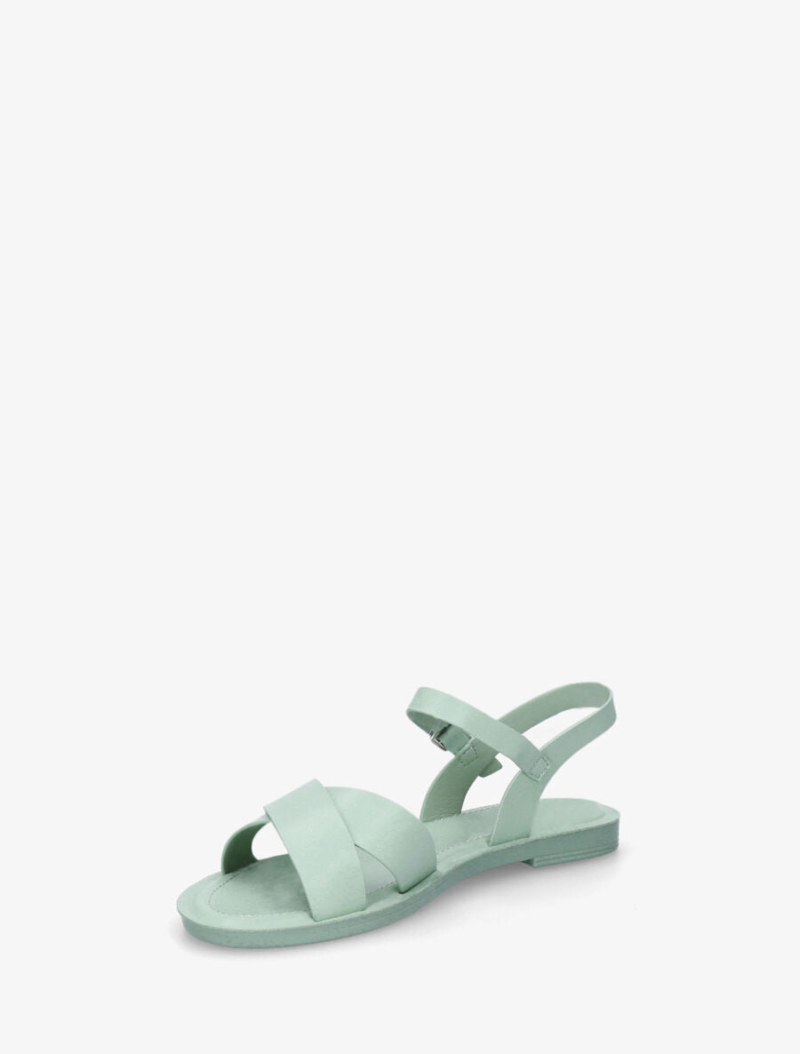 Nu-pieds croisés en simili - Vert d&