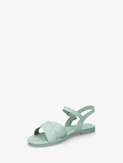 Nu-pieds croisés en simili - Vert d&