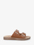 Claquettes en simili à double brides - Camel - 5
