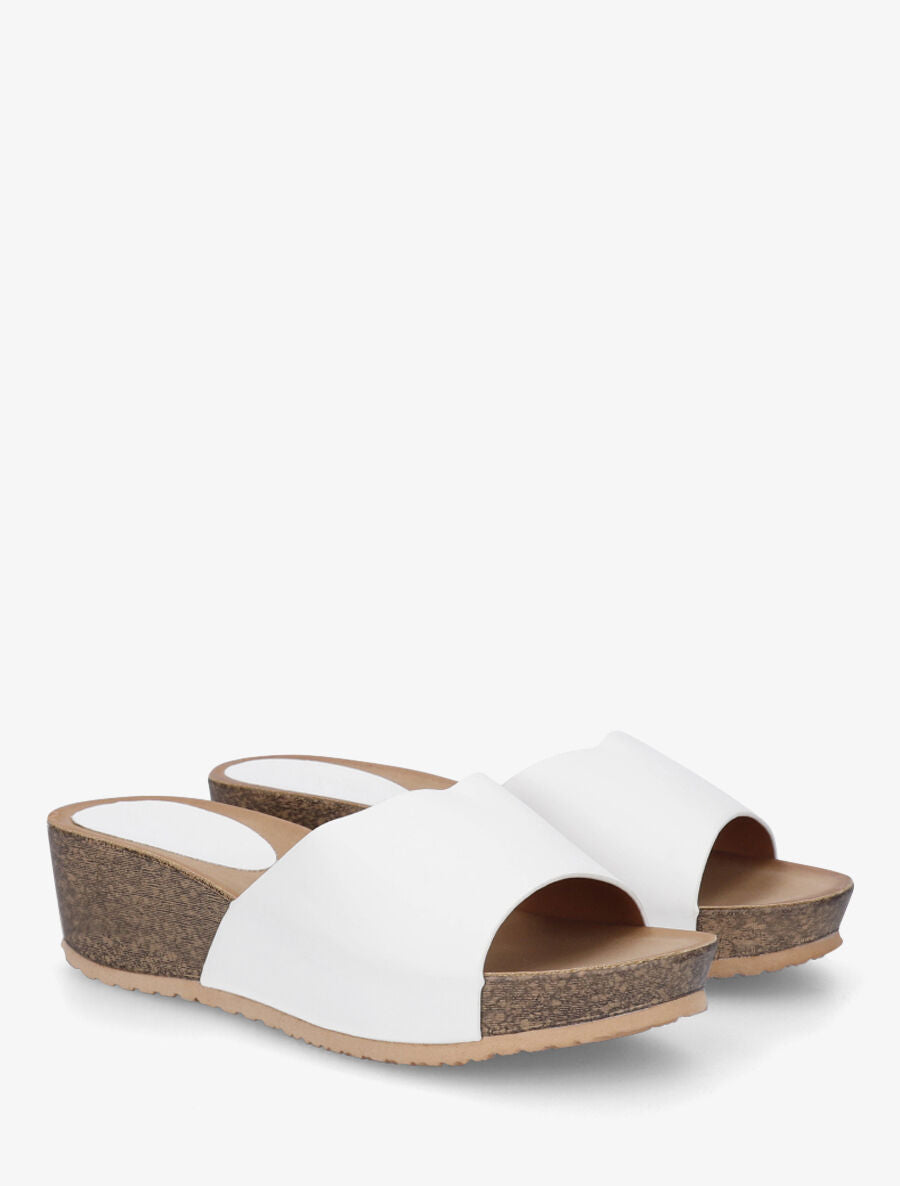Mules compensées en simili - Blanc - 4