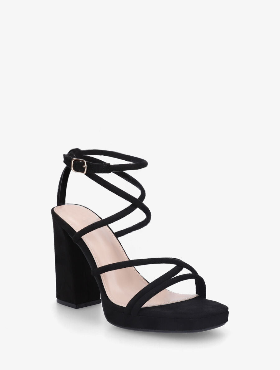 Sandales à talon en suédine - Noir - 2