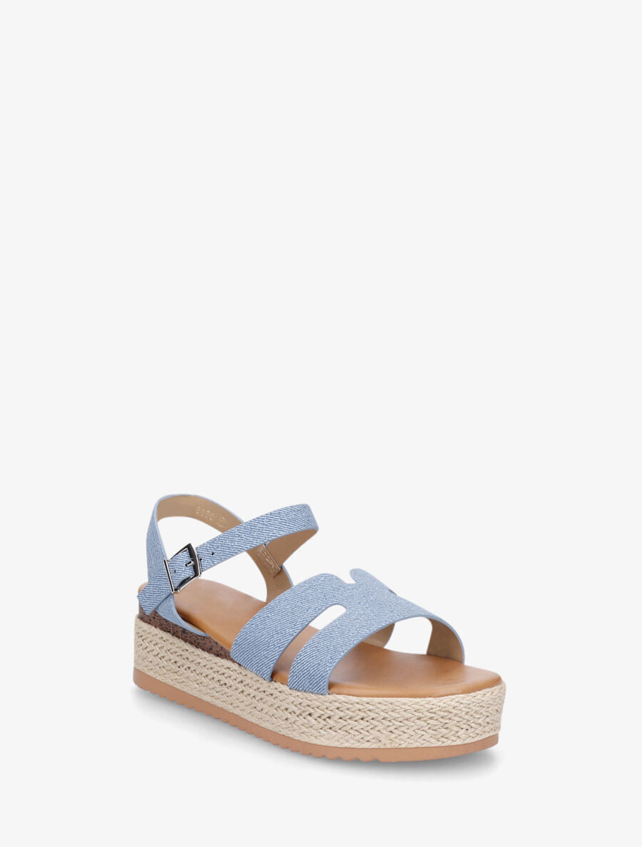 Sandales compensées à bride ajourée - Bleu denim - 2