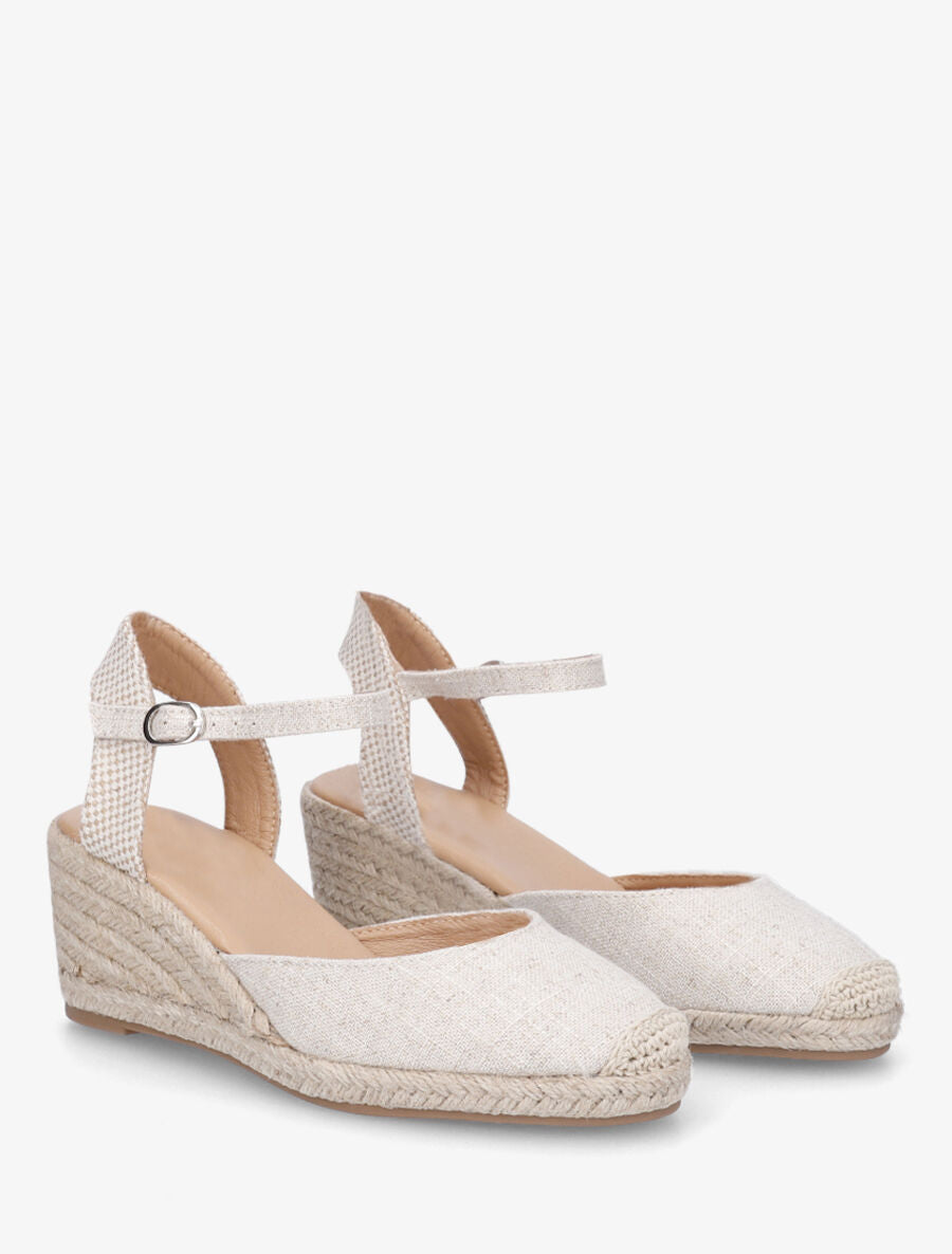Espadrilles mi-hautes en tissu - Beige - 4