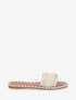 Claquettes en suédine motif dentelé - Beige - 5