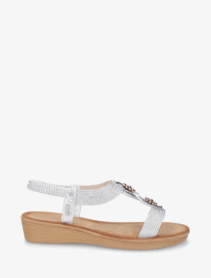 Nu-pieds style corde à strass - Argent - 1
