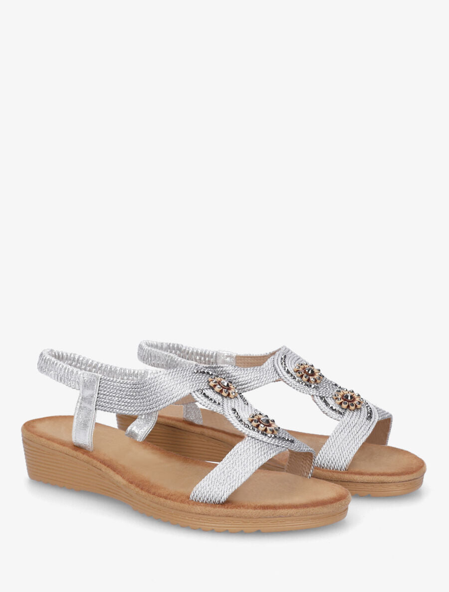 Nu-pieds style corde à strass - Argent - 4