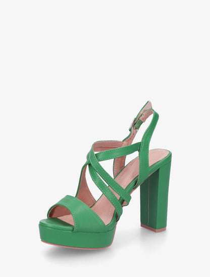 Sandales croisées à talon et plateforme - Vert - 3