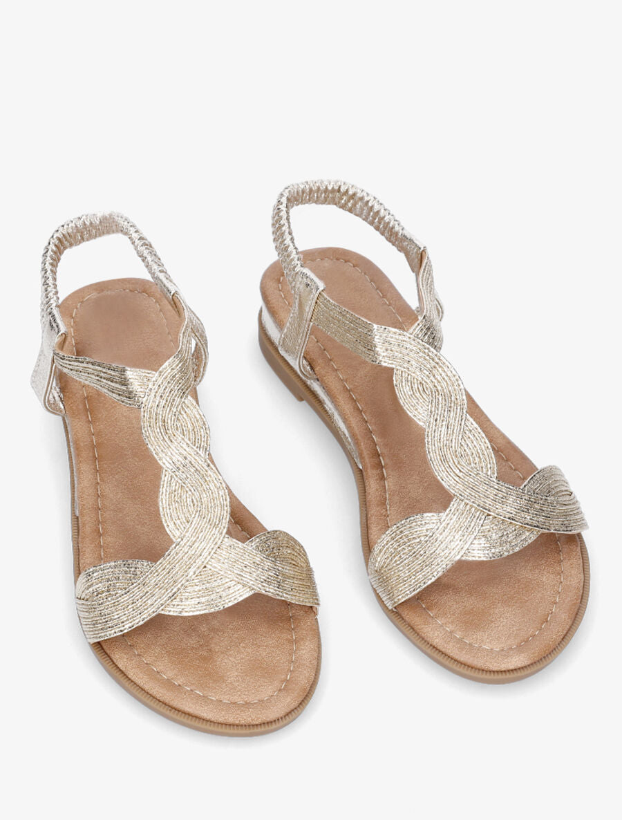 Nu-pieds à bride en T torsadée - Or - 4