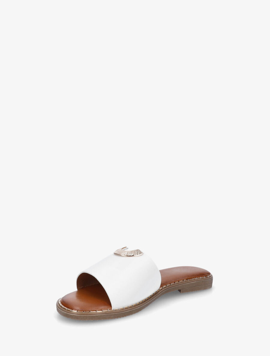 Claquettes en simili ajourés à bijou - Blanc - 3