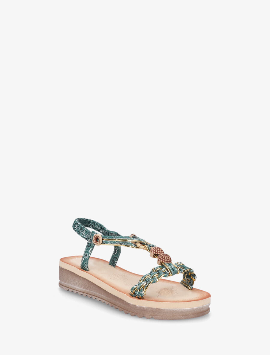 Nu-pieds imprimé graphique et perles - Vert - 2