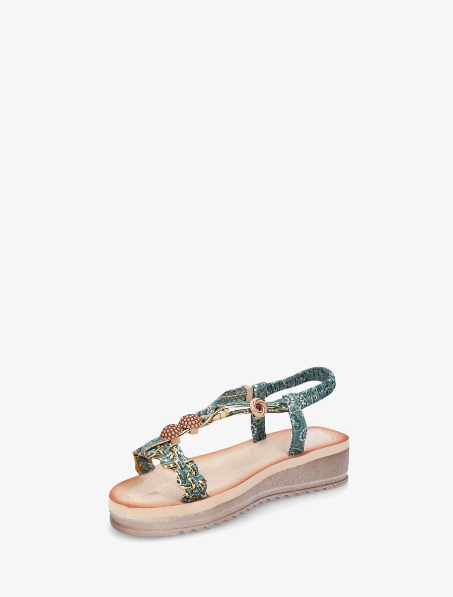 Nu-pieds imprimé graphique et perles - Vert - 3