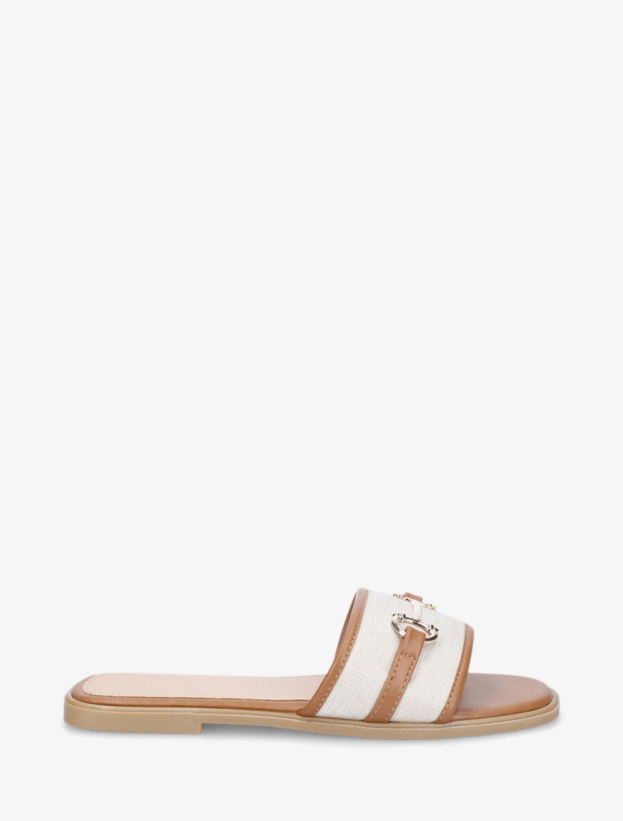 Mules plates bi-matière à boucle - Camel - 5