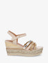 Sandales compensées en simili et raphia - Beige - 5