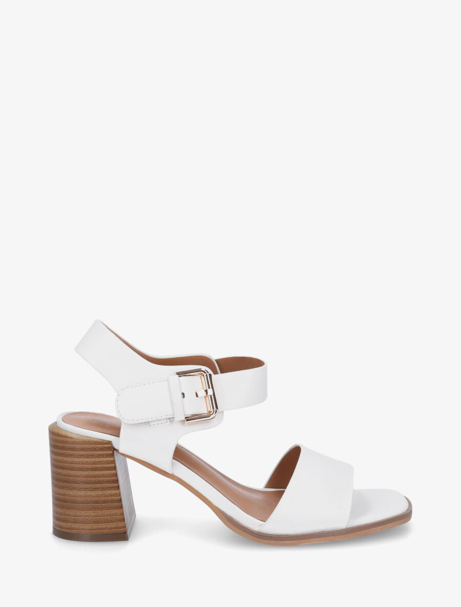 Sandales à talon en simili - Blanc - 1