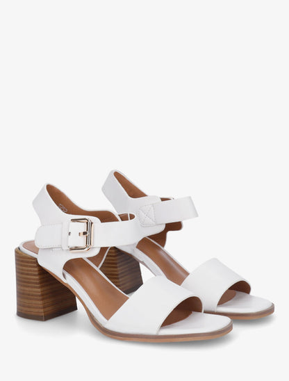 Sandales à talon en simili - Blanc - 4