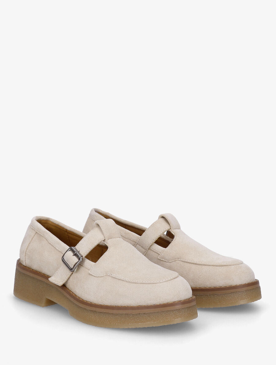 Mocassins en suédine à boucle - Beige - 4