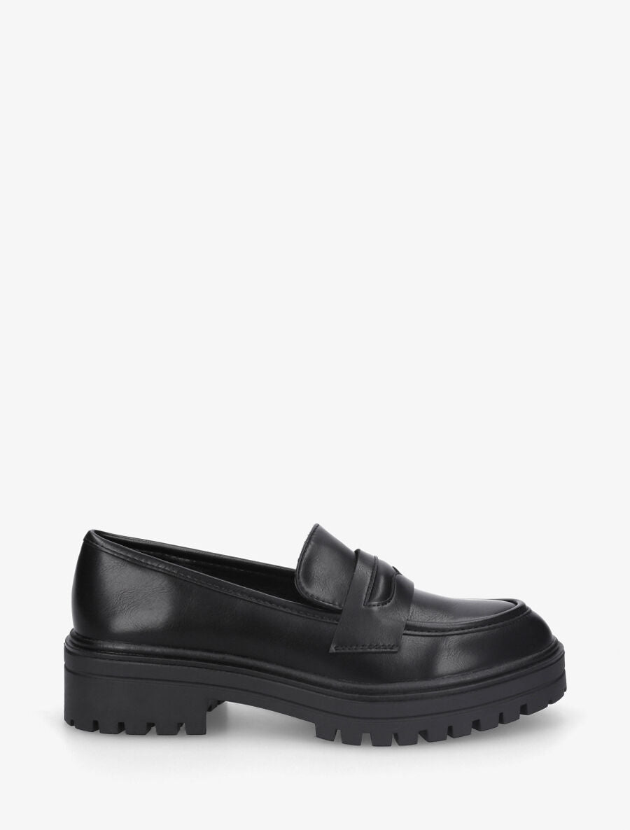 Mocassins en simili talon cranté - Noir - 5