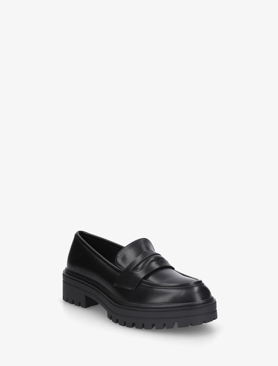 Mocassins en simili talon cranté - Noir - 2