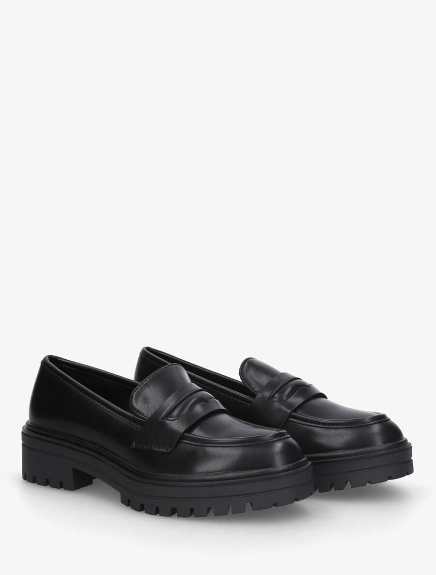 Mocassins en simili talon cranté - Noir - 4