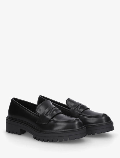 Mocassins en simili talon cranté - Noir - 4
