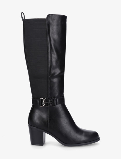 Bottes élastiquées en simili - Noir - 5