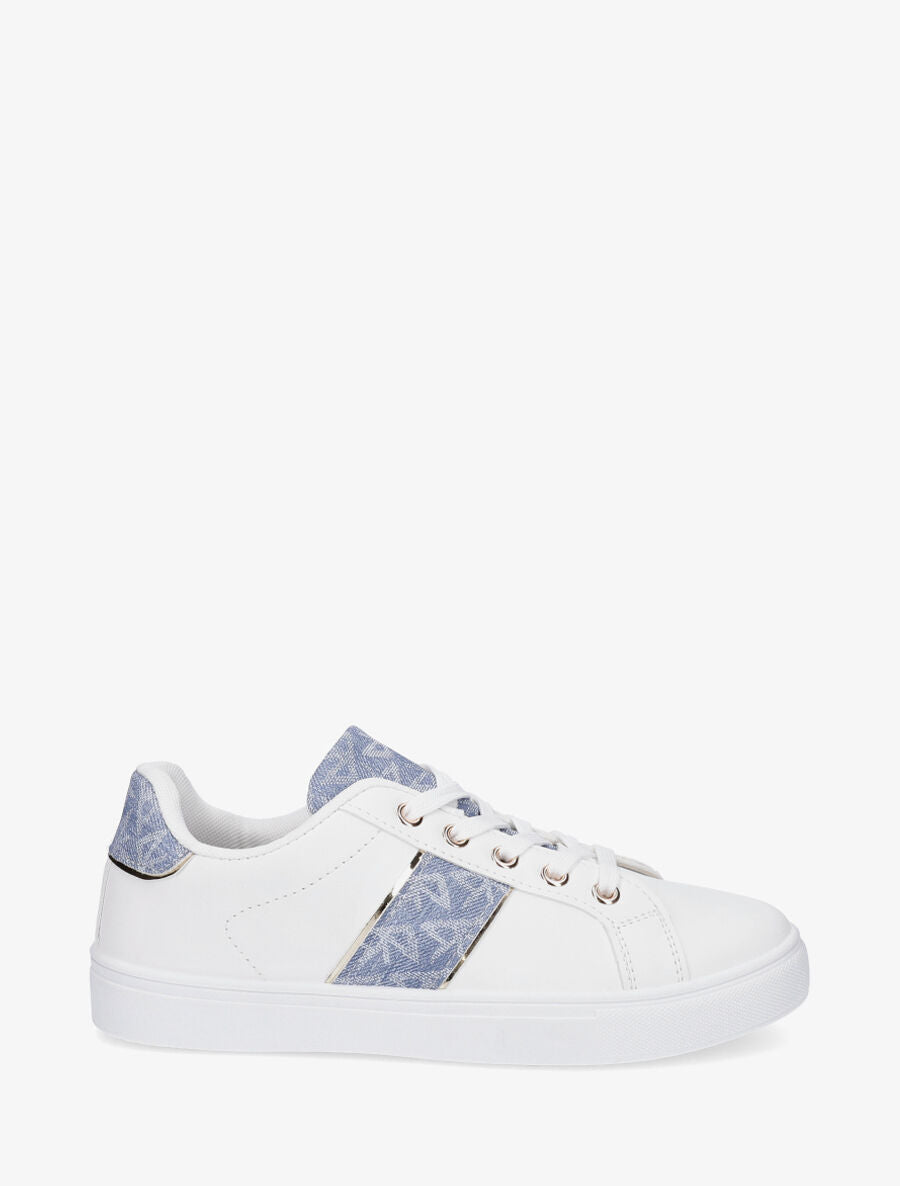 Baskets en simili à empiècements stylisés - Bleu jeans - 1